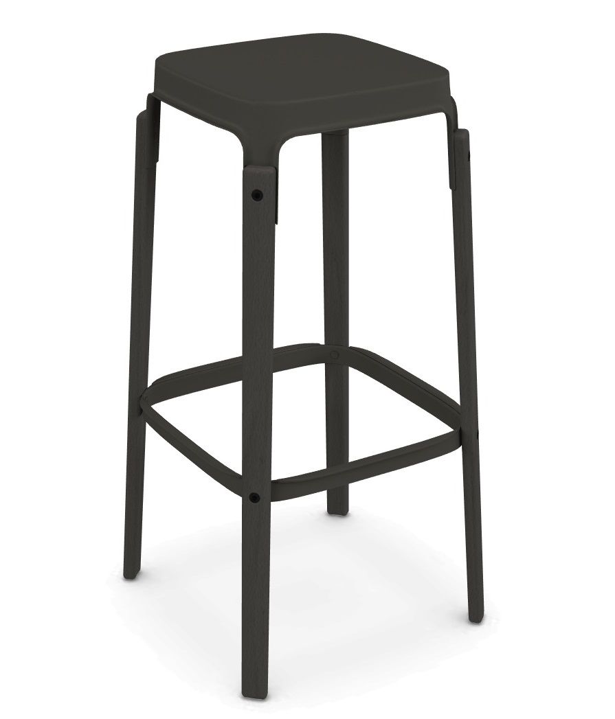 MAGIS - Nízka barová stolička STEELWOOD STOOL - antracit