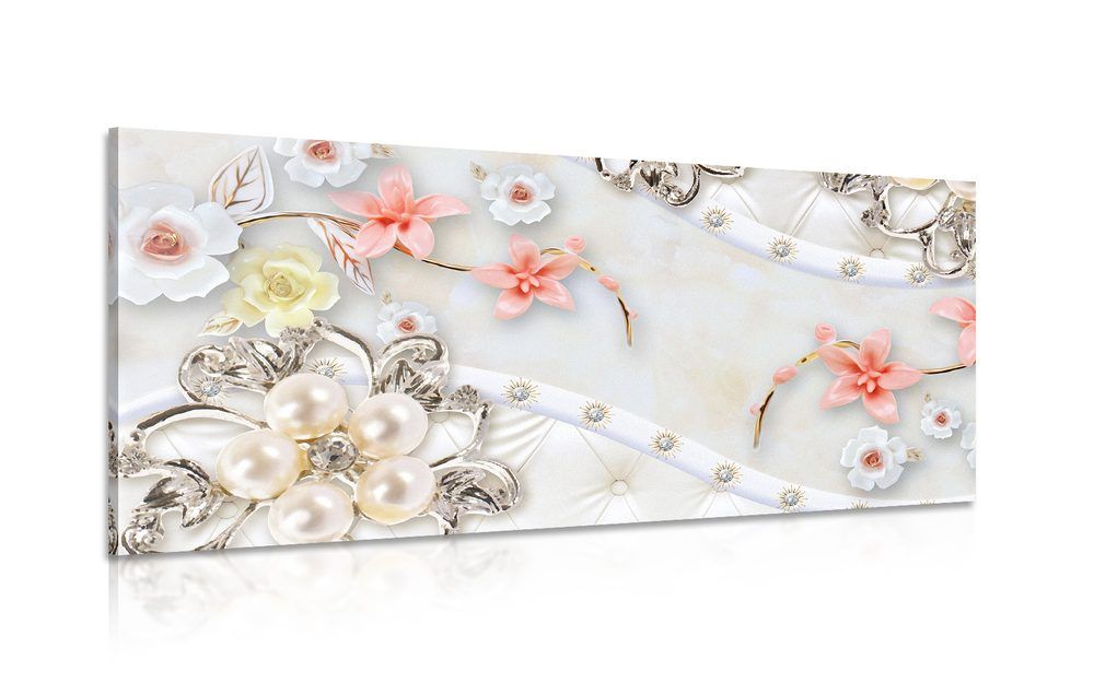 Obraz luxusné kvetinové šperky - 120x60