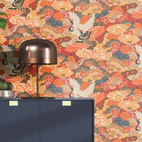 409345 Rasch orientálná látková vliesová tapeta na stenu Kimono 2023 volavky, veľkosť 10,05 m x 53 cm