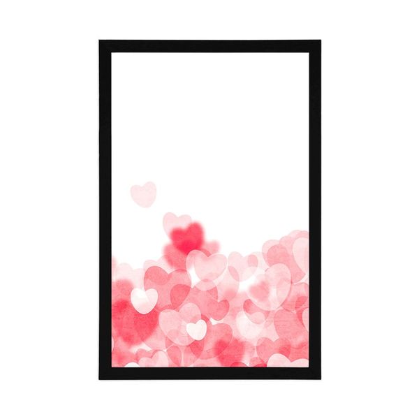 Plagát červené srdiečka - 40x60 white