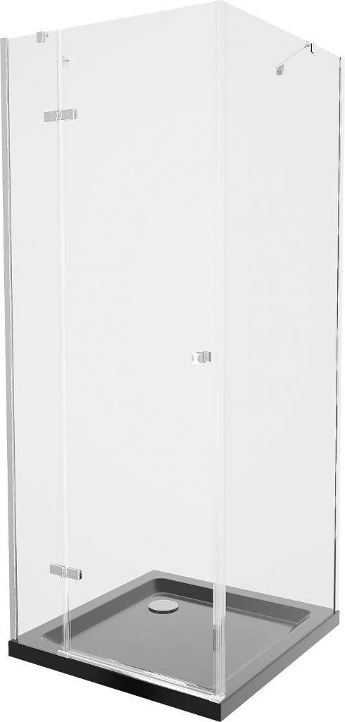 MEXEN/S - Roma sprchovací kút 80x80 cm, transparent, chróm + čierna vanička so sifónom 854-080-080-01-00-4070