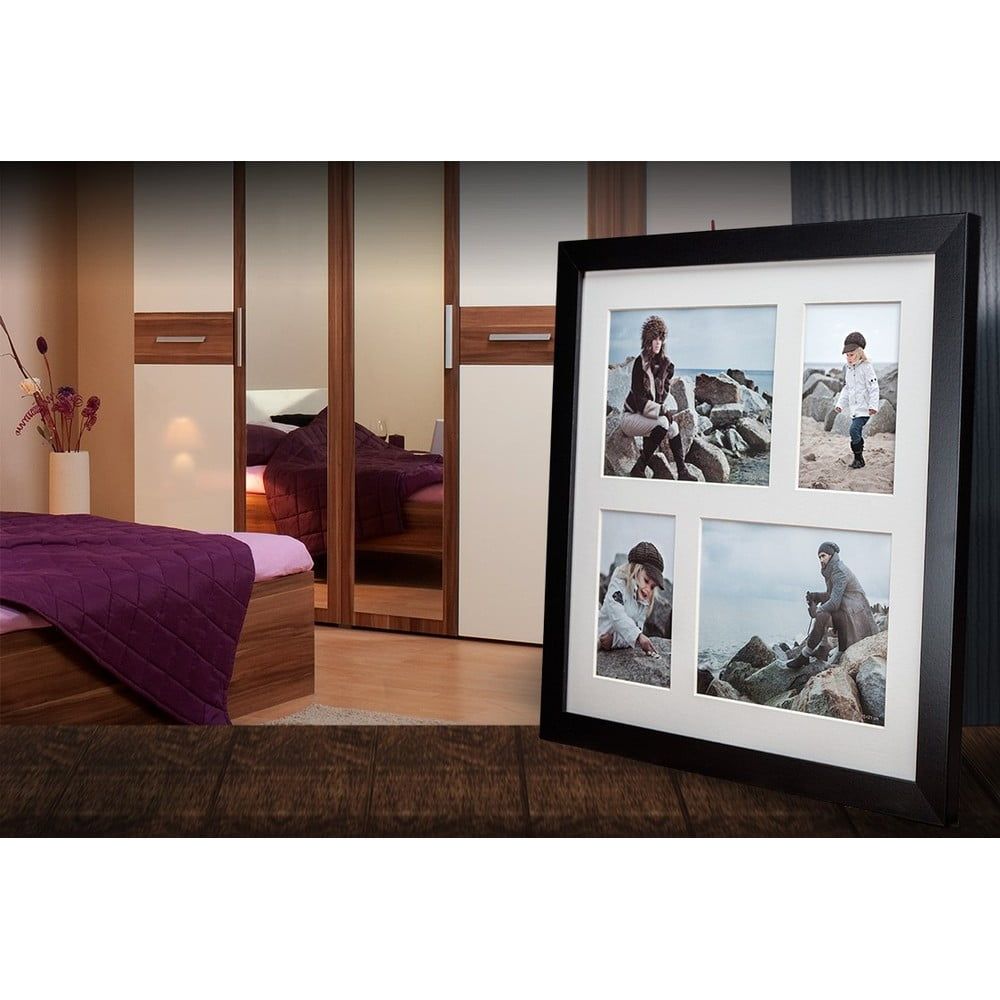 Čierny rámik na 4 fotografie Styler Narvik, 39 × 39 cm