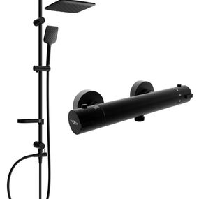 MEXEN/S - Sven sprchový stĺp vrátane sprchovej termostatickej batérie Kai, čierna 77100262-70