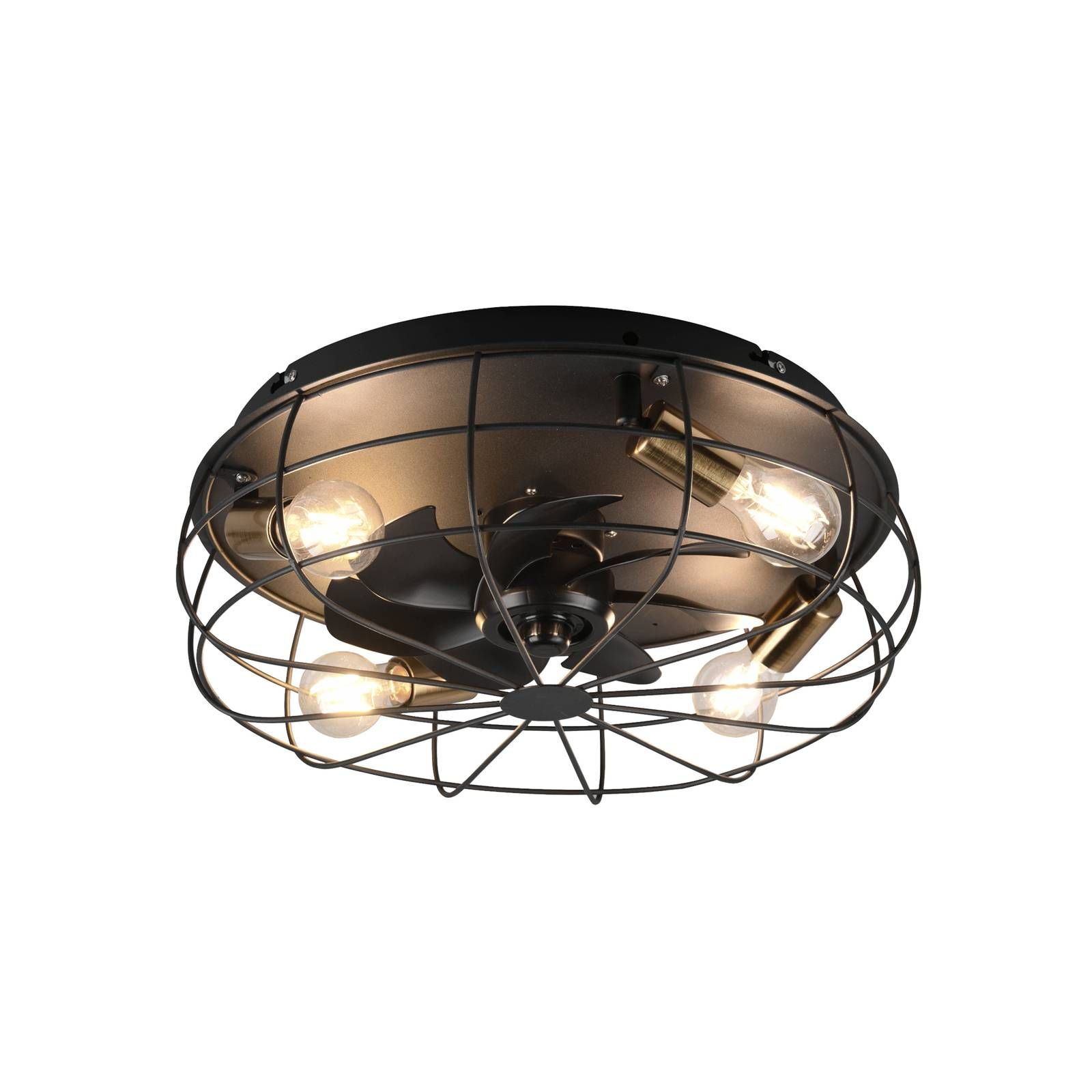 Starluna Lindby Corlys stropný ventilátor so svetlom čierna, Obývacia izba / jedáleň, kov, E27, 15W, K: 18cm