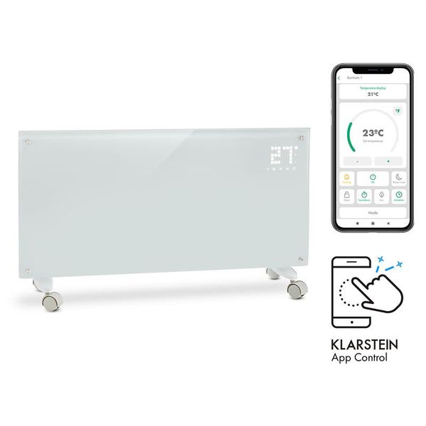 Klarstein Bornholm Smart, konvekčný ohrievač, 2000 W, WiFi, LED displej, časovač, IP24, biely