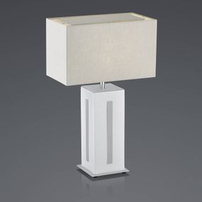 BANKAMP Karlo stolná lampa biela/sivá, výška 56 cm, Obývacia izba / jedáleň, keramika, ľan, kov, E27, 60W, L: 35 cm, K: 56cm