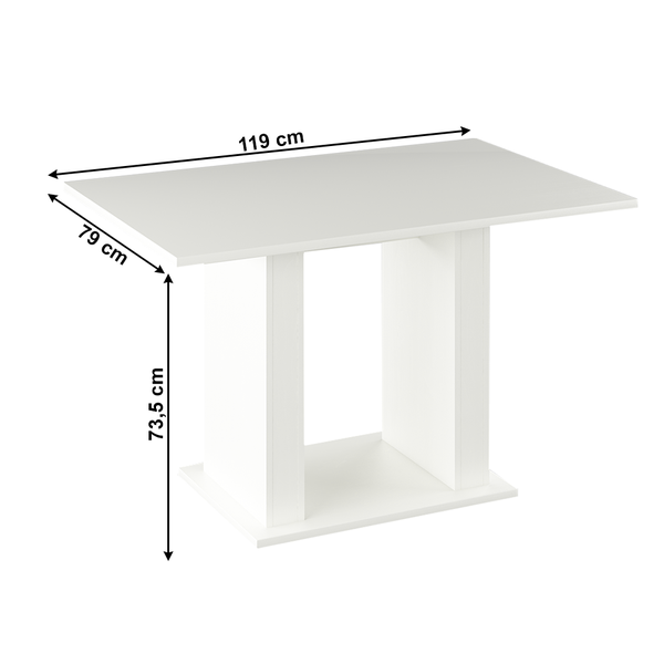 Jedálenský stôl, biela, 119x79 cm, BISTRO