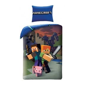 Halantex · Bavlnené posteľné obliečky Minecraft - motív Noc prichádza - 100% bavlna - 70 x 90 cm + 140 x 200 cm