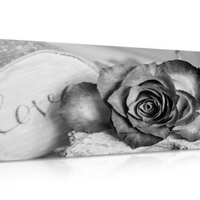 Obraz ruža v čiernobielom prevedení Love