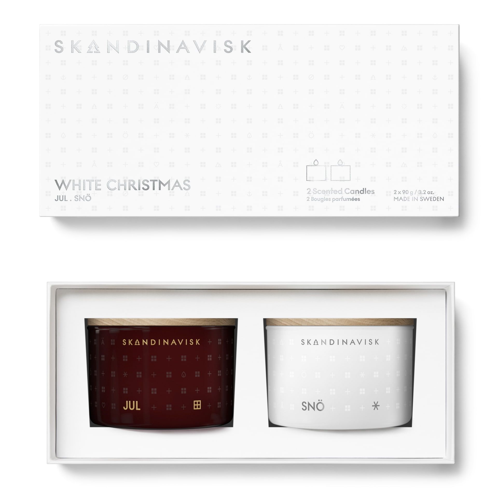 SKANDINAVISK Darčeková sada mini sviečok White Christmas 2 x 90 g