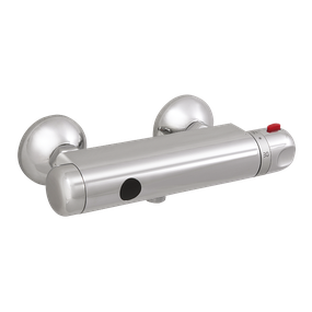 Sanela - Automatické nástenné ovládanie sprchy s elektronikou ALS so spodným vývodom a termostatickým ventilom pre pripojenie k sprchovému setu, 24 V DC