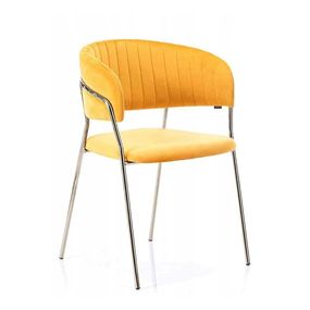 HOMEDE LAREDO jedálenská zamatová stolička - žltá farba