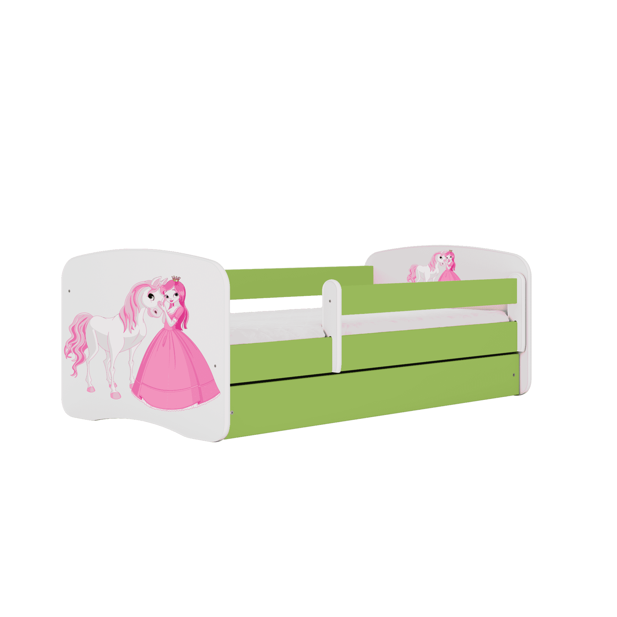 Letoss Detská posteľ BABY DREAMS 180/80- Princezná a koník Zelená Bez matraca Bez uložného priestoru