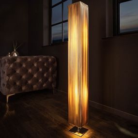 Estila Moderná stojaca lampa Paris s látkovým tienidlom zlatej farby 120cm