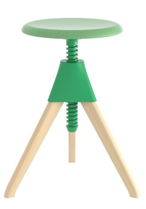 MAGIS - Barová stolička JERRY - The Wild Bunch - buk so zelenou skrutkou a sedadlom