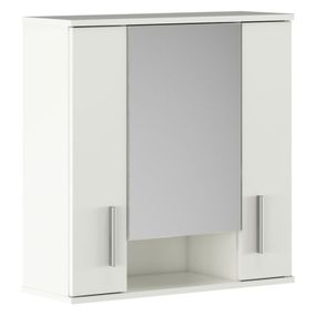 Kondela Závesná skrinka so zrkadlom, matná biela, LESSY NEW 01