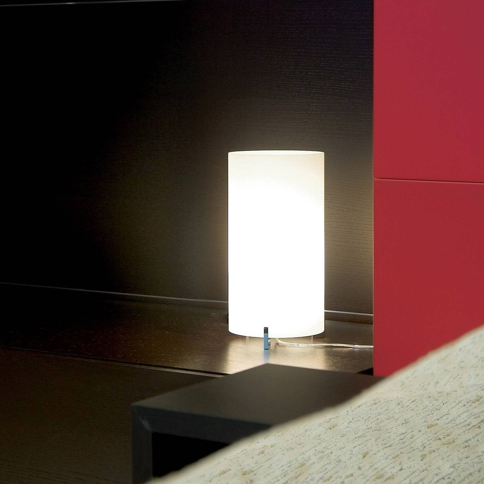 Prandina CPL Small T1 stolná lampa chróm sklo opál, Obývacia izba / jedáleň, sklo, ručne fúkané, E27, 100W, K: 33cm