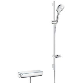 HansGrohe Raindance Select E - Sprchový set 120 s termostatom Ecostat Select, 3 prúdy, biela/chróm 27039400