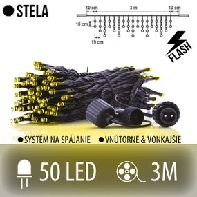 STELA spojovateľná LED svetelná záclona vonkajšia FLASH - 50LED - 3M Teplá biela