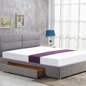Čalúnená manželská posteľ s roštom Merida 160 - svetlosivá