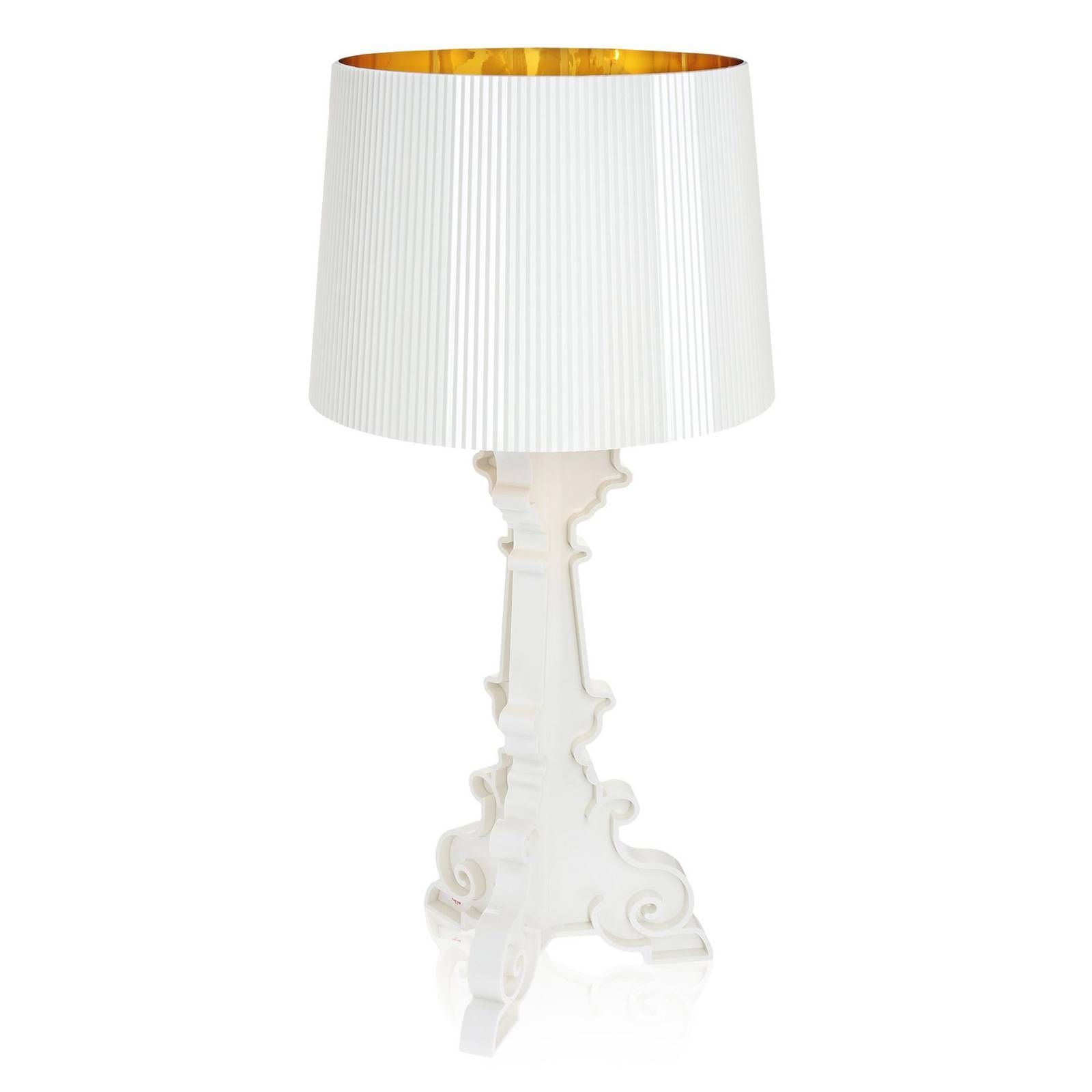Kartell Bourgie stolová LED lampa E14, biela/zlatá, Obývacia izba / jedáleň, polykarbonát, E14, 3.4W, K: 78cm