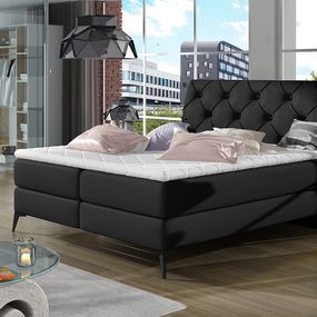 Čalúnená manželská posteľ s úložným priestorom Lazio 140 - čierna (Soft 11)