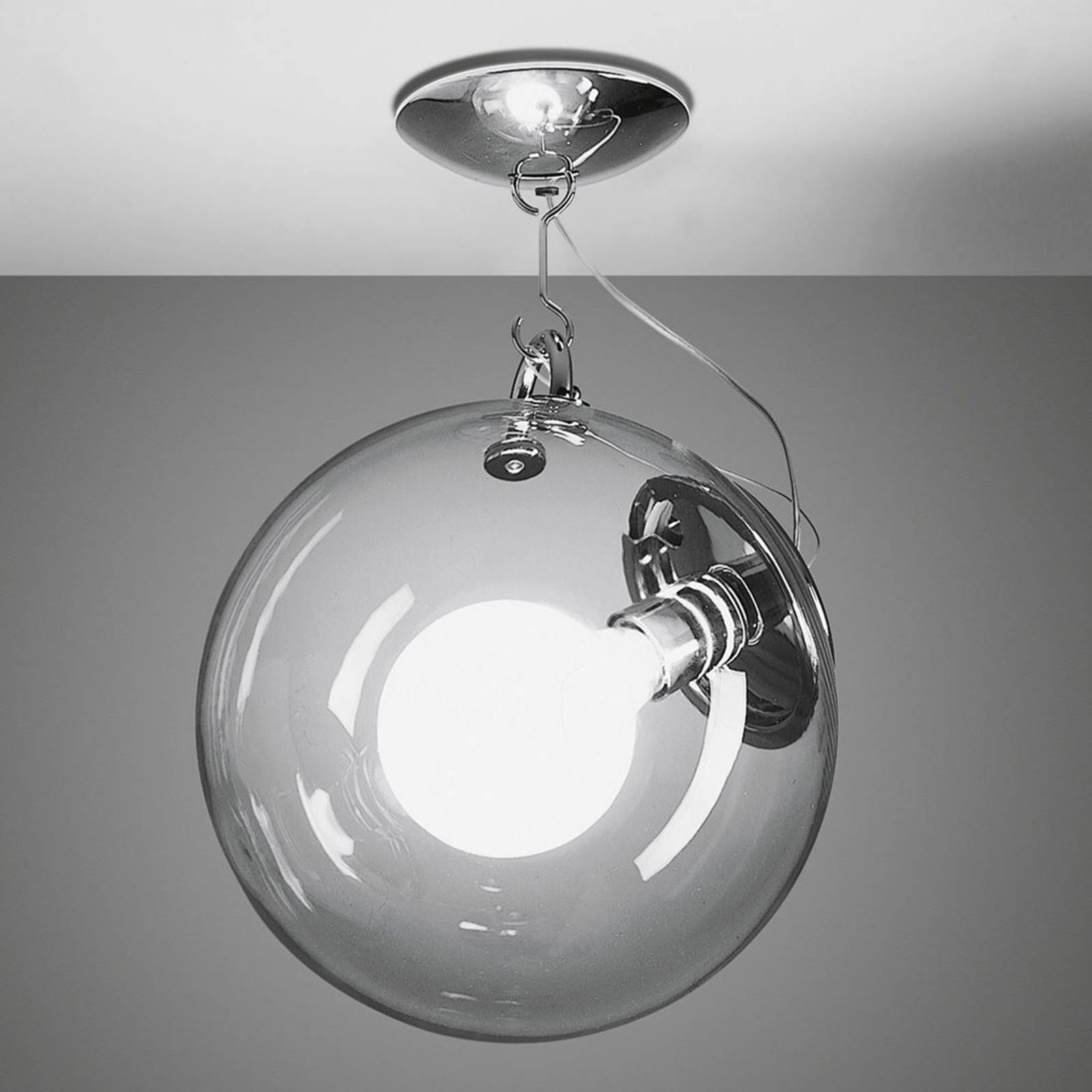 Artemide Sklenené stropné svietidlo Miconos chróm, Obývacia izba / jedáleň, oceľ, sklo, E27, 23W, K: 48cm