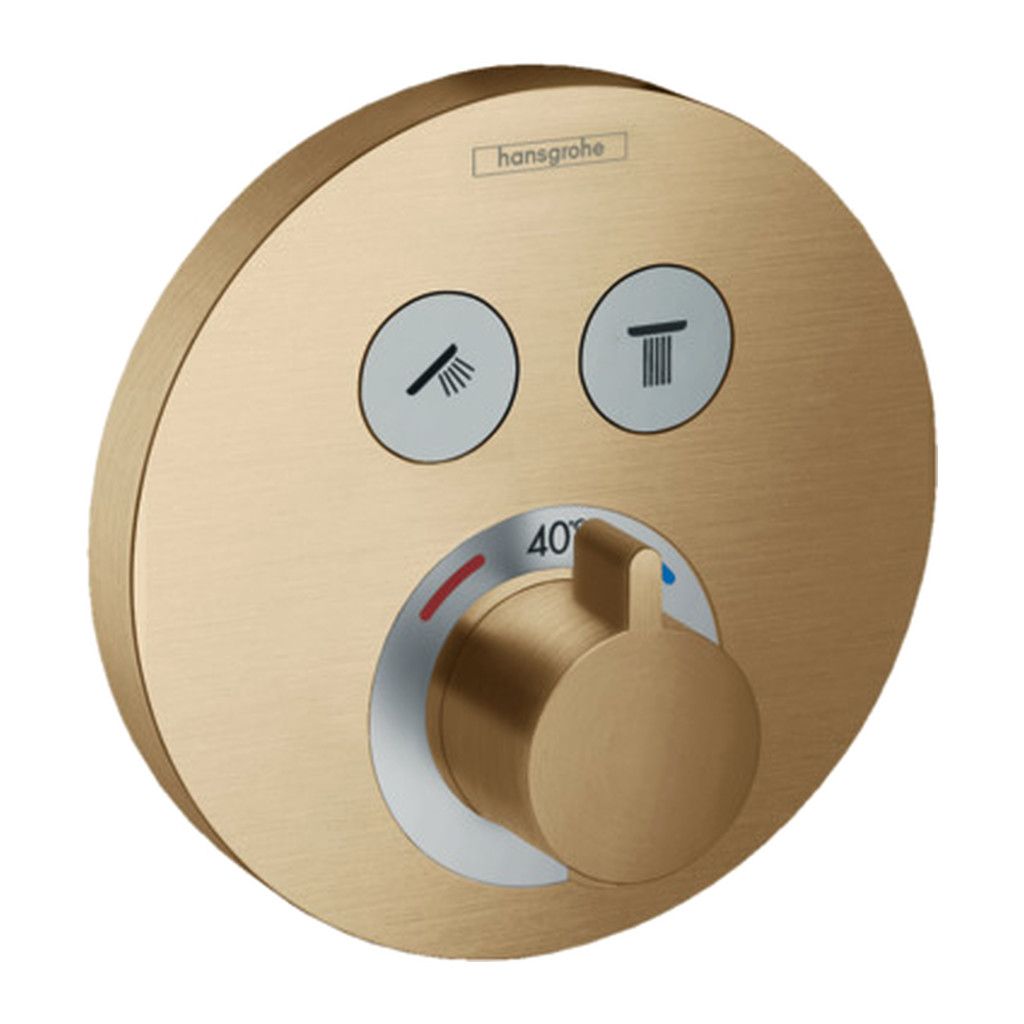 Hansgrohe ShowerSelect S - Termostat pod omietku pre 2 spotrebiče, kartáčovaný bronz 15743140