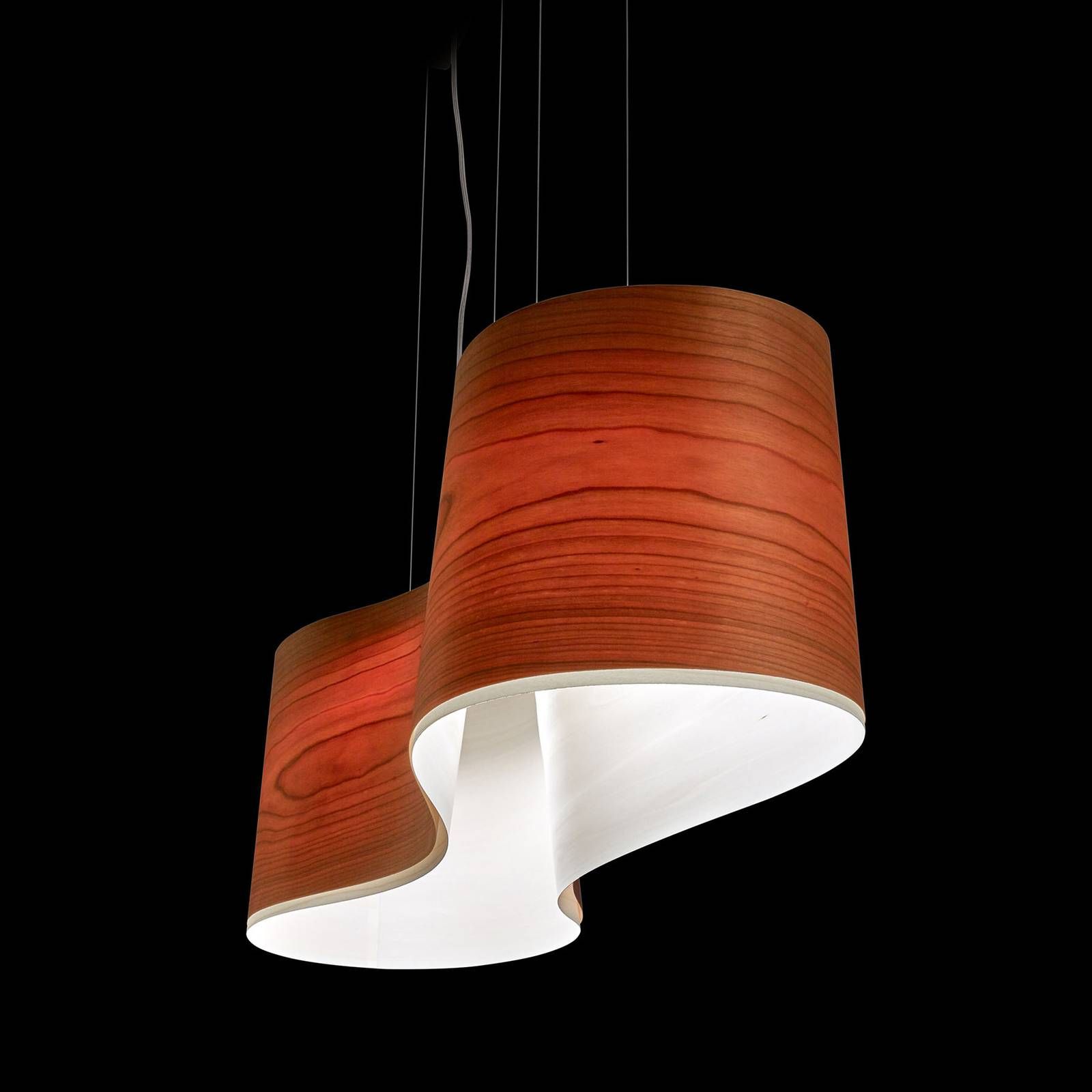 LZF LamPS New Wave závesná lampa, čerešňa/slonovina, Obývacia izba / jedáleň, drevená dyha, E27, 17W, P: 102 cm, L: 27.6 cm, K: 27.5cm