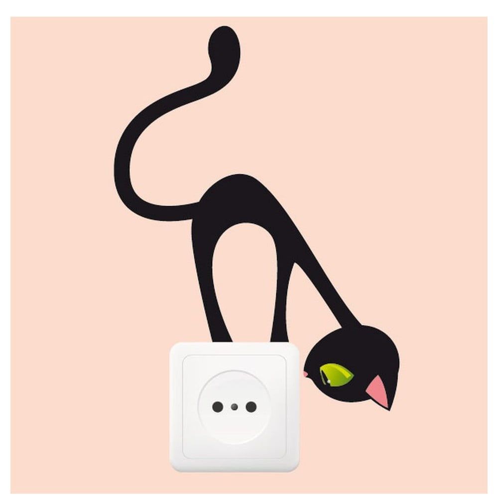 Samolepka Ambiance Curious Cat, 17 × 12 cm
