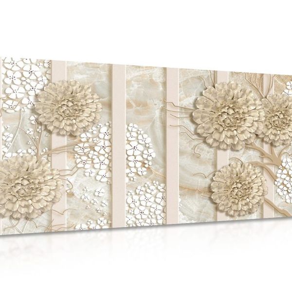 Obraz abstraktné kvety na mramorovom pozadí - 120x60