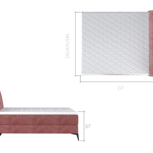 Čalúnená manželská posteľ s úložným priestorom Altama 160 - ružová