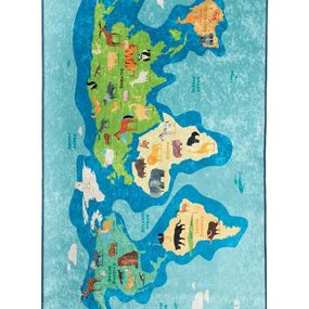 Dětský koberec Mapa 140x190 cm modrý