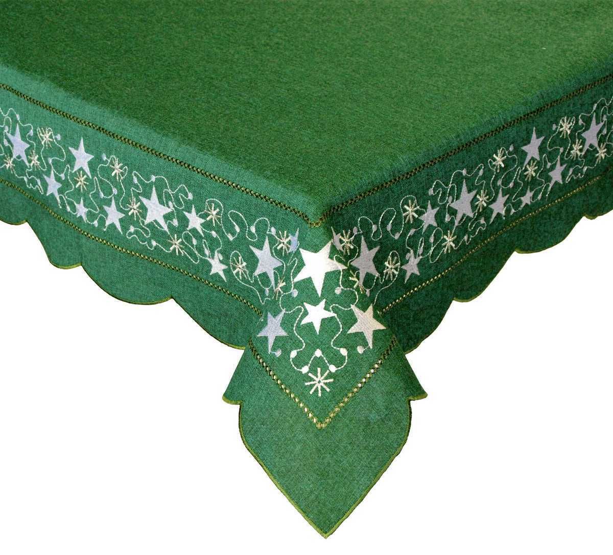 Forbyt, Vianočný obrus, Strieborná hviezda, zelený 35 x 160 cm