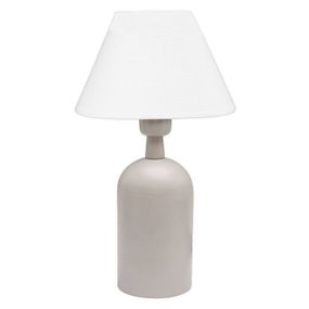 PR Home Riley stolová lampa, látka, béžová/biela, Obývacia izba / jedáleň, kov, bavlna, plast, E27, 40W, K: 40cm