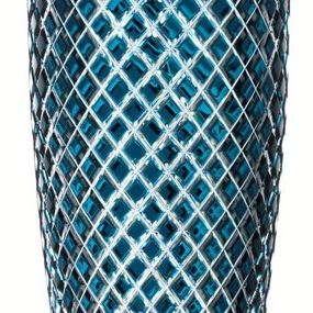 Krištáľová váza Káro, farba azúrová, výška 400 mm