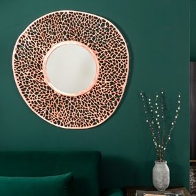Estila Art-deco okrúhle nástenné zrkadlo Girvan medenej farby 110cm