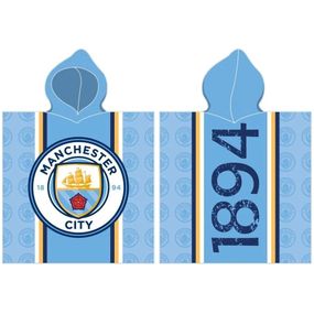 Carbotex · Detské pončo - futbalová osuška s kapucňou FC Manchester City - 100% bavlna - 60 x 120 cm