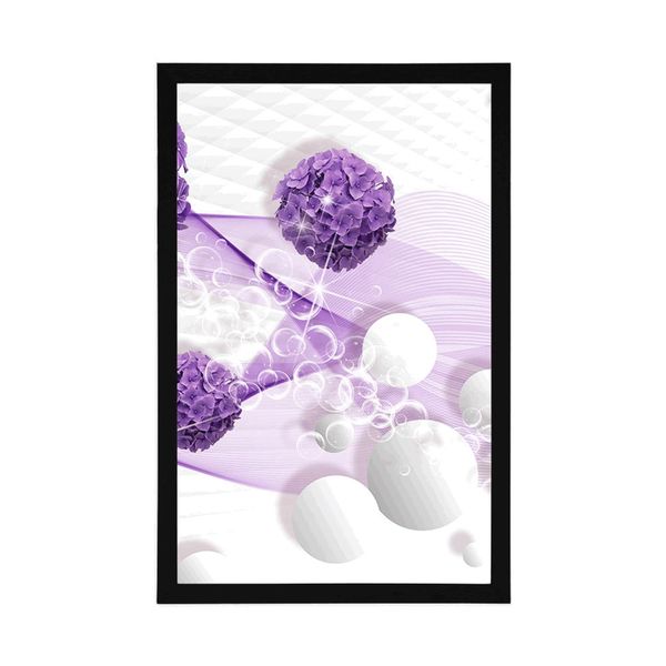 Plagát kvety s abstraktným pozadím - 40x60 white
