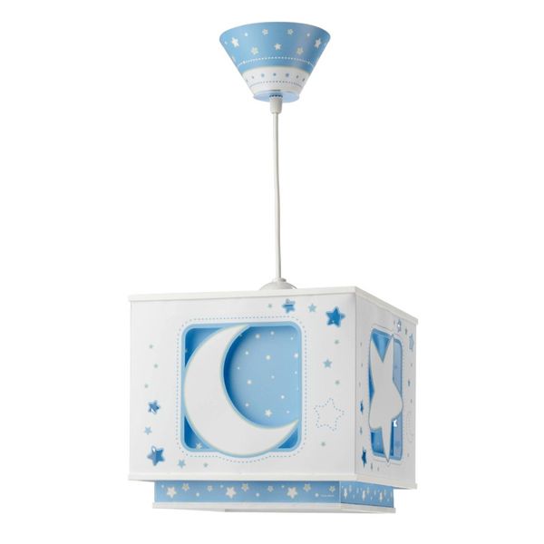 Dalber Fluoreskujúca závesná lampa NOČNÁ OBLOHA modrá, Detská izba, plast, E27, 60W, P: 24 cm, L: 24 cm, K: 21cm