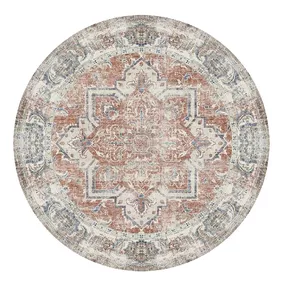 Dizajnový okrúhly koberec Maile 200 cm oranžový / modrý
