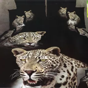 DomTextilu Čierna posteľná súprava obliečok s motívom geparda 160x200  36180-240366