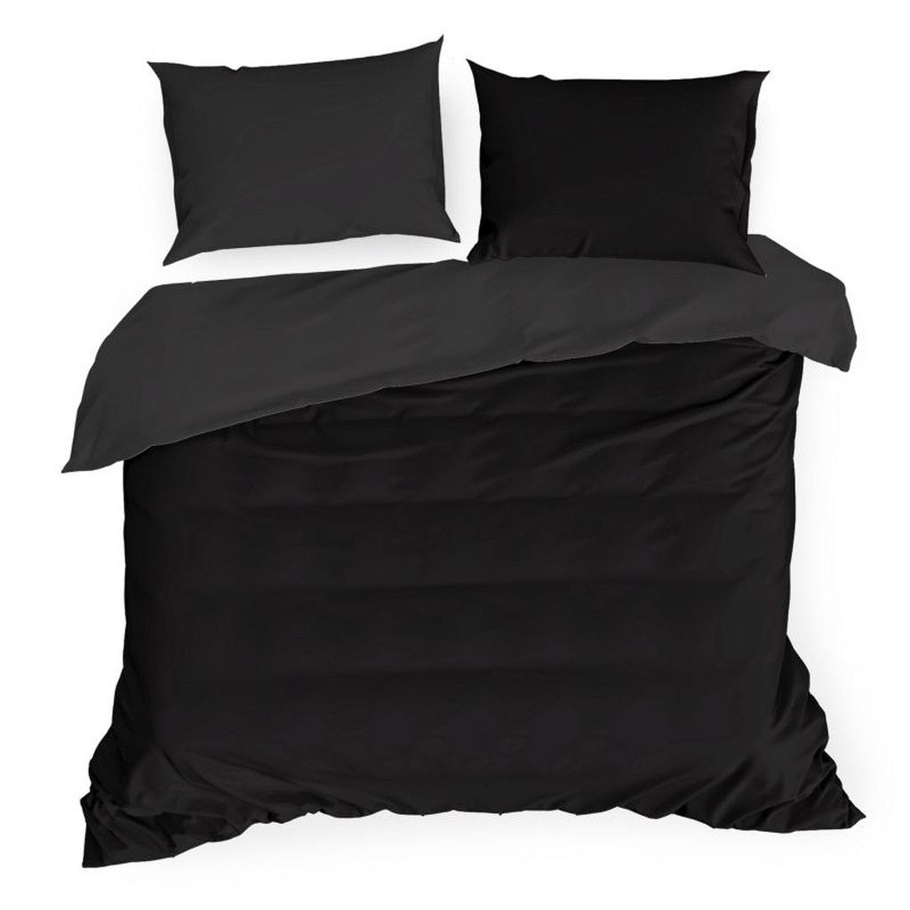 DomTextilu Luxusné čierne posteľné obliečky bavlnený satén 2 časti: 1ks 140 cmx200 + 1ks 70 cmx80 Čierna 32693-161847