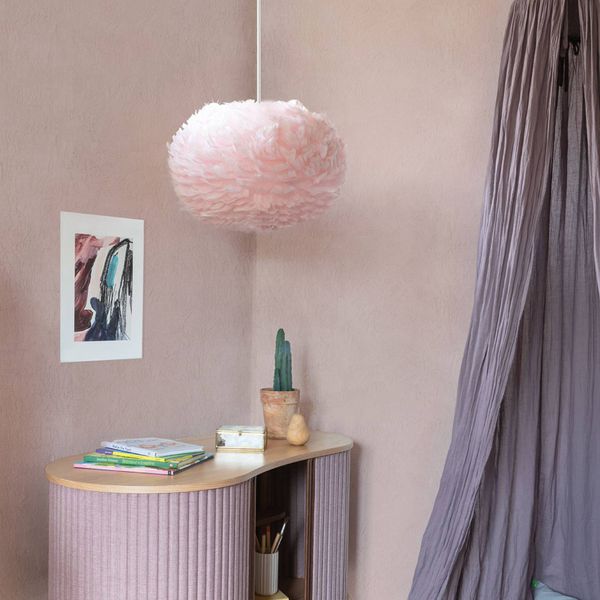 UMAGE závesné svetlo Eos medium, ružový, Obývacia izba / jedáleň, husie perie, papier, oceľ, textil, E27, 15W, K: 30cm