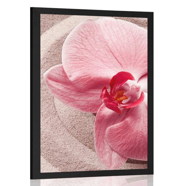 Plagát morský piesok a ružová orchidea - 40x60 silver