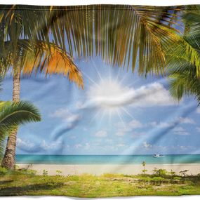 Deka Palmy na pláži  (Rozmer: 200 x 140 cm, Podšitie baránkom: NE)