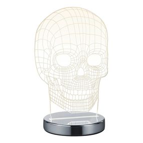 LED stolová lampa v lesklej striebornej farbe (výška 21 cm) Skull - Trio