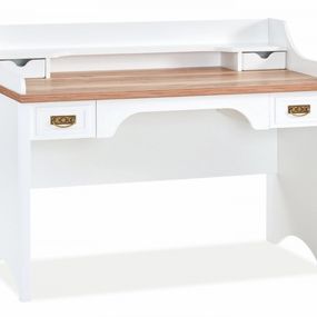 Písací stôl s nástavcom lovely - biela/orech