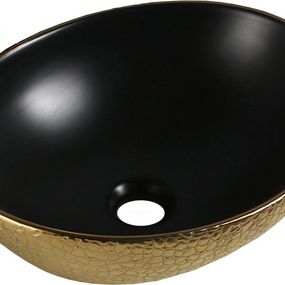 MEXEN - Elza umývadlo na dosku 40 x 33 cm, czarna mat/zlato dekor 21014028