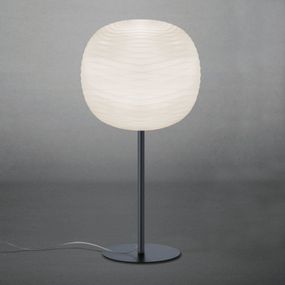 Foscarini Gem tavolo alta stolová lampa, grafit, Obývacia izba / jedáleň, sklo ručne fúkané, kov, E27, 57W, K: 85cm